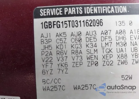 2003 Chevrolet Express Upfitter from USA, damaged, VIN 1GBFG15T031162096